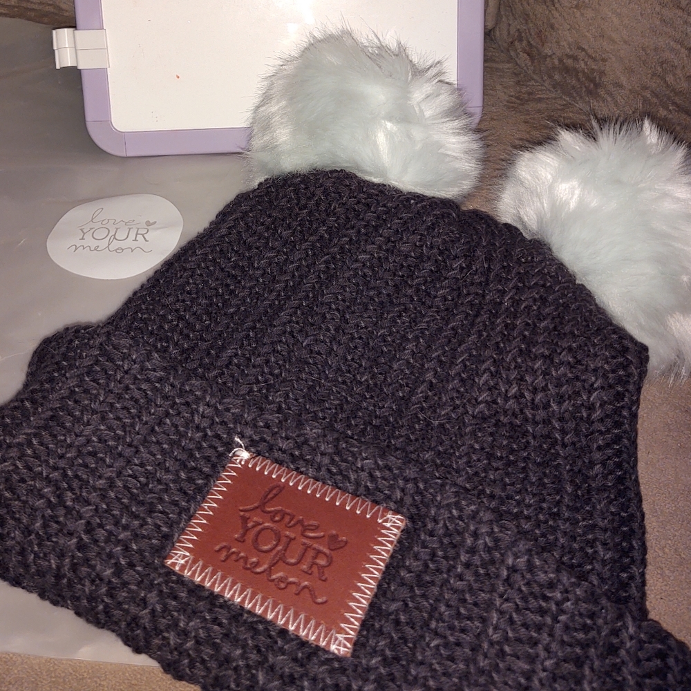 Love My Melon double pompom beanie